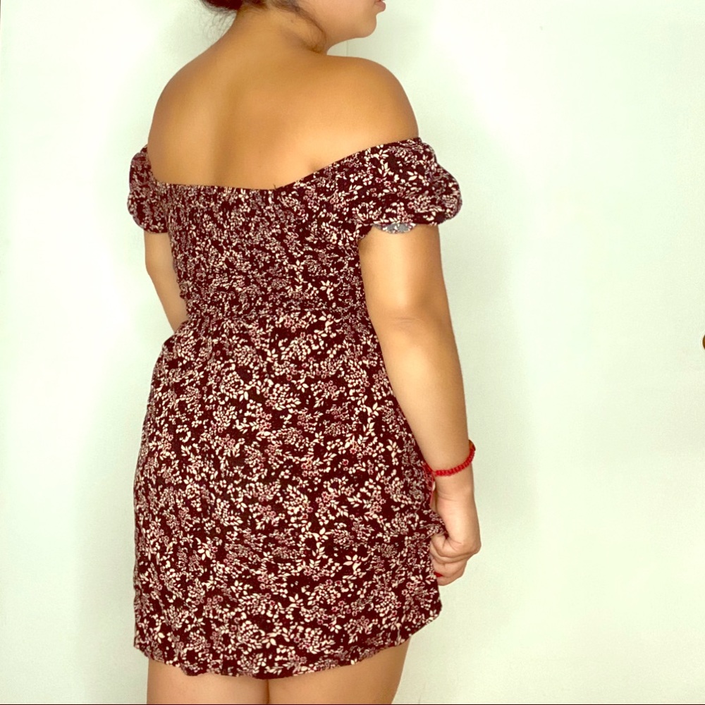 Stretchy floral off the shoulder dress